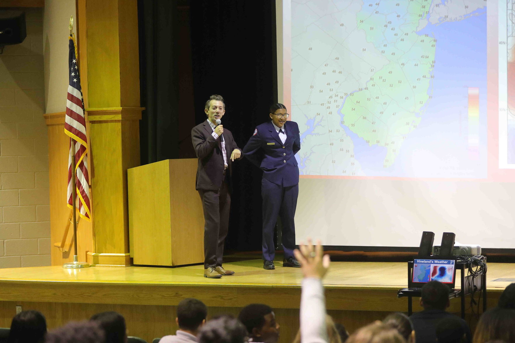 Meteorologist Joe Martucci at Vineland High School